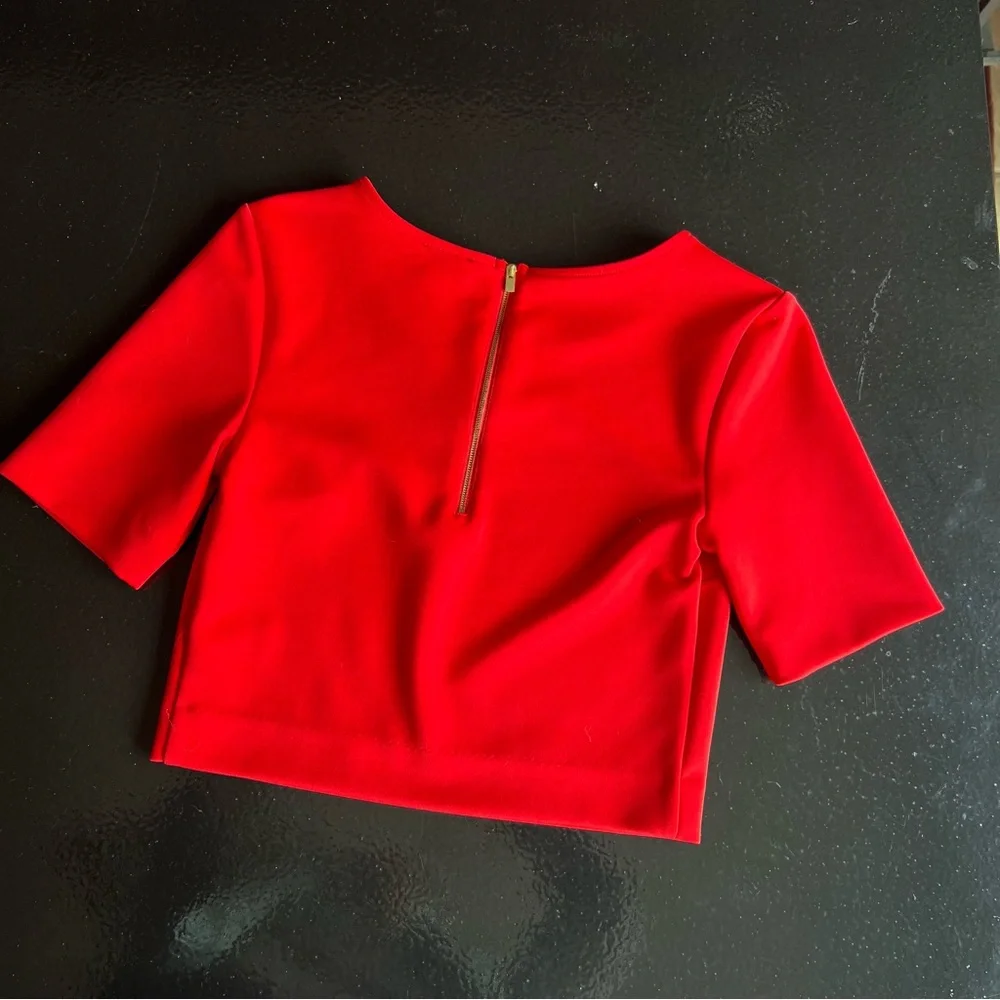 Express Structured Red Cropped Top - Picture 2 of 3